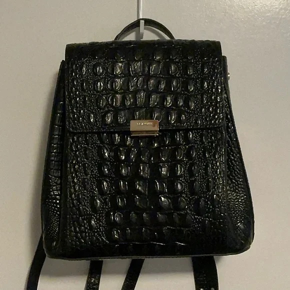 Brahmin Marvin Melbournee Black Crocodile-Embossed Backpack - Picture 4 of 12